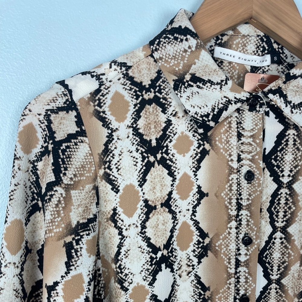 Three Eighty Two Mara Button Front Mini Dress In Python Reptile Size Small - Picture 7 of 16